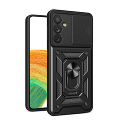 Kickstand Ring Holder with Slide Camera Cover TPU Magnetic Car Mount for GALAXY A34 5G  In Black - Crystal Clear & Reliable | CELL DEMAND Official