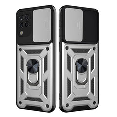 Kickstand Ring Holder with Slide Camera Cover TPU Shockproof Case and Magnetic Car Mount for SAMSUNG GALAXY A42 5G In Silver - Durable & Reliable | CELL DEMAND Official