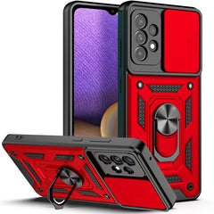 Kickstand Ring Holder with Slide Camera Cover TPU Shockproof Case and Magnetic Car Mount for SAMSUNG GALAXY A52 5G In Red - Shockproof & Reliable | CELL DEMAND Official