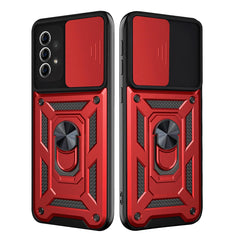Kickstand Ring Holder with Slide Camera Cover TPU Shockproof Case and Magnetic Car Mount for SAMSUNG GALAXY A72 5G In Red - Ultra-Slim & Reliable | CELL DEMAND Official