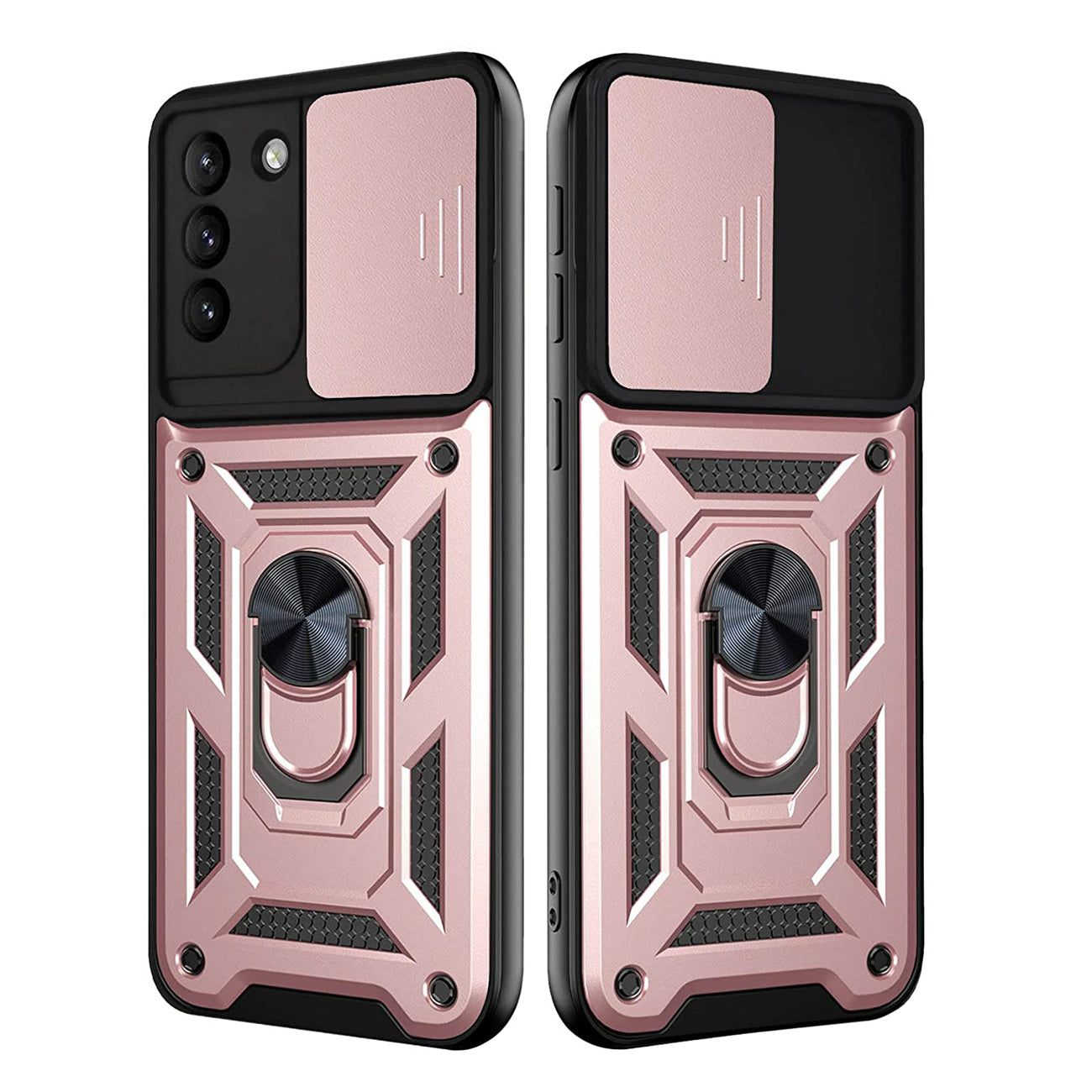 Kickstand Ring Holder with Slide Camera Cover TPU Shockproof Case and Magnetic Car Mount for SAMSUNG GALAXY S21/S30 PLUS In Rose Gold - Ultra-Slim & Reliable | CELL DEMAND Official