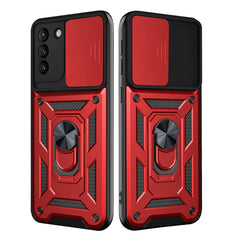 Kickstand Ring Holder with Slide Camera Cover TPU Shockproof Case and Magnetic Car Mount for SAMSUNG GALAXY S21/S30 In Red - Durable & Reliable | CELL DEMAND Official