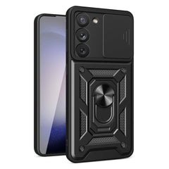 Kickstand Ring Holder with Slide Camera Cover TPU Magnetic Car Mount for GALAXY S23  In Black - Crystal Clear & Reliable | CELL DEMAND Official