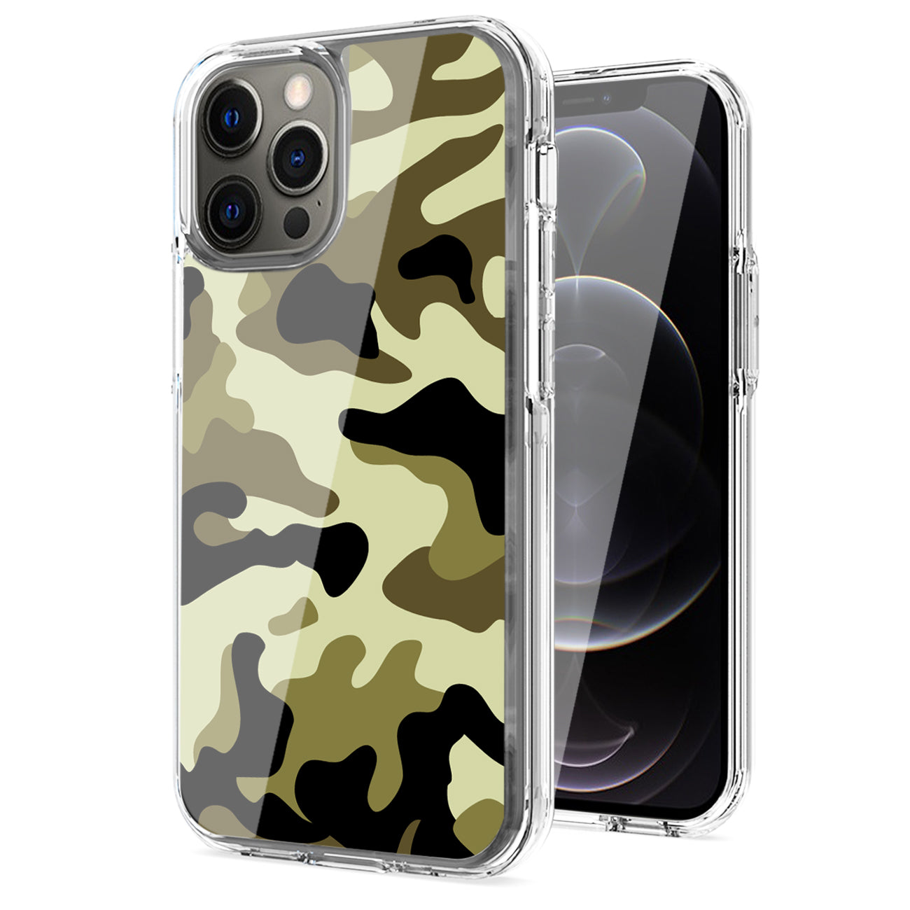 IPHONE 12 PRO Compatible Camouflage Dual Layer Hybrid Hard Plastic and Soft TPU Rubber Case Cover for APPLE IPHONE 12 PRO MAX In Green - Durable Protection by CELL DEMAND