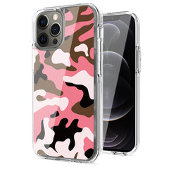 IPHONE 12 Compatible Camouflage Dual Layer Hybrid Hard Plastic and Soft TPU Rubber Case Cover for APPLE IPHONE 12/IPHONE 12 PRO In Pink - Ultra-Slim Protection by CELL DEMAND