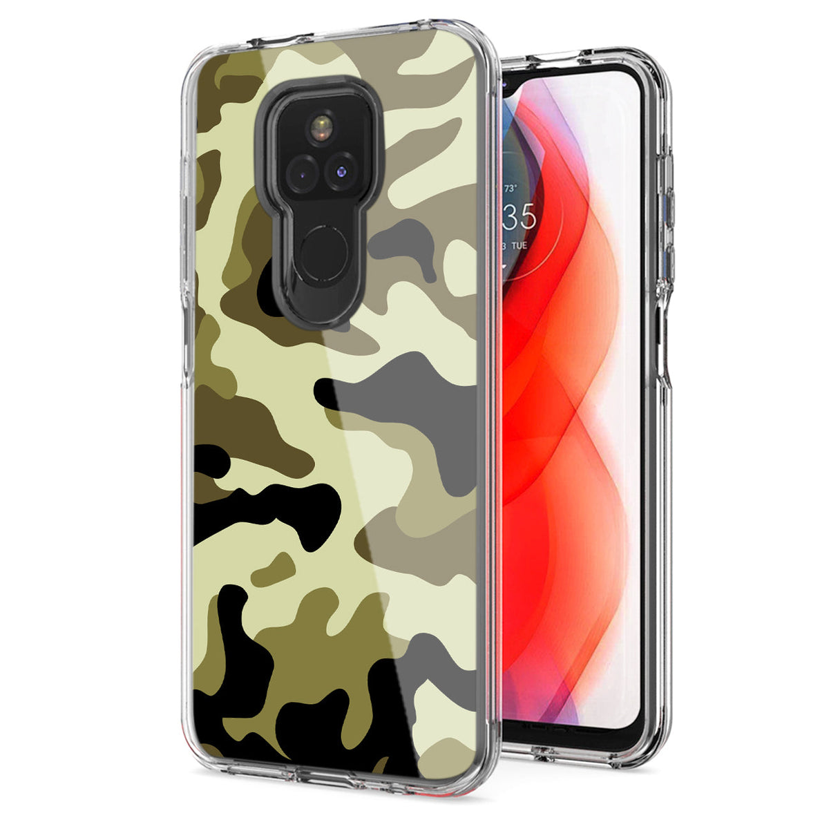 Camouflage Dual Layer Hybrid Hard Plastic and Soft TPU Rubber Case Cover for MOTOROLA G PLAY In Green - Heavy Duty & Reliable | CELL DEMAND Official