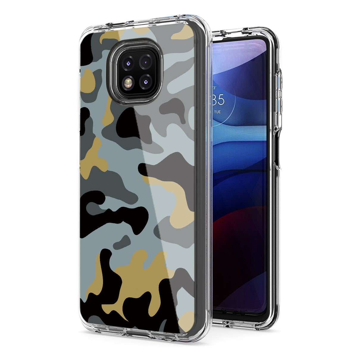 Camouflage Dual Layer Hybrid Hard Plastic and Soft TPU Rubber Case Cover for MOTOROLA G POWER In Blue - Premium & Reliable | CELL DEMAND Official