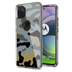 Camouflage Dual Layer Hybrid Hard Plastic and Soft TPU Rubber Case Cover for MOTOROLA ONE 5G ACE In Blue - Heavy Duty & Reliable | CELL DEMAND Official