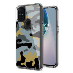 Camouflage Dual Layer Hybrid Hard Plastic and Soft TPU Rubber Case Cover for ONEPLUS NORD N10 5G In Blue - Heavy Duty & Reliable | CELL DEMAND Official