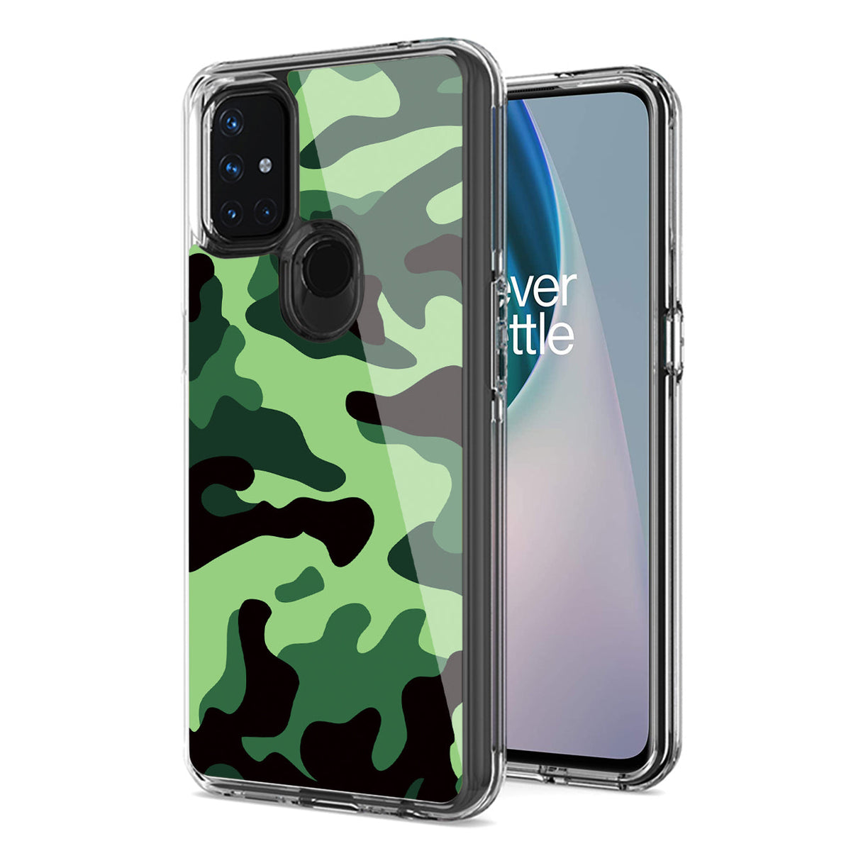 Camouflage Dual Layer Hybrid Hard Plastic and Soft TPU Rubber Case Cover for ONEPLUS NORD N10 5G In Mint Green - Durable & Reliable | CELL DEMAND Official
