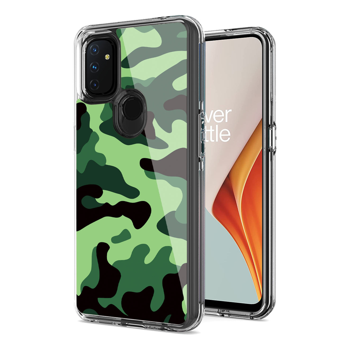 Camouflage Dual Layer Hybrid Hard Plastic and Soft TPU Rubber Case Cover for ONEPLUS NORD N100 In Mint Green - Shockproof & Reliable | CELL DEMAND Official
