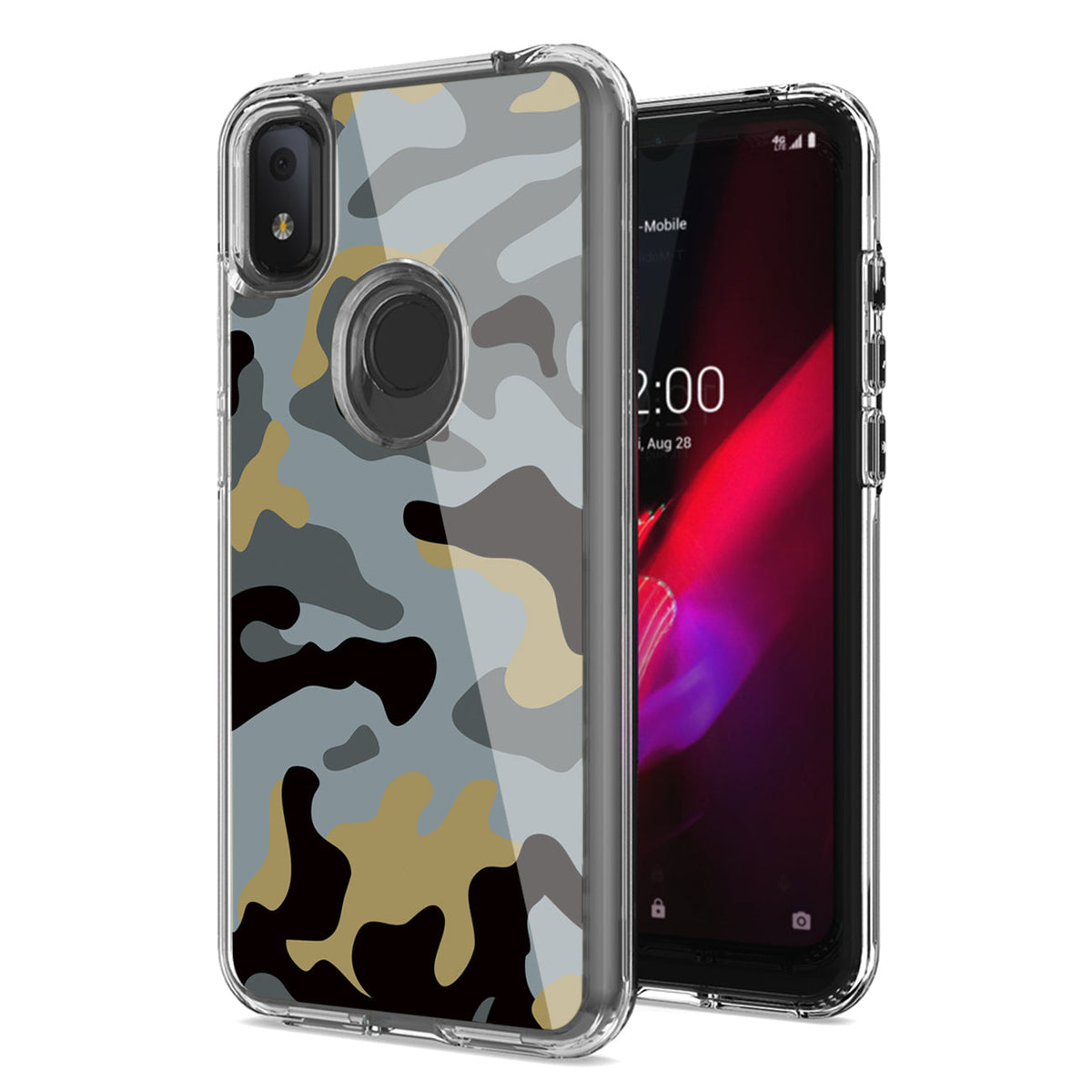 Camouflage Dual Layer Hybrid Hard Plastic and Soft TPU Rubber Case Cover for REVVL 4 In Blue - Premium & Reliable | CELL DEMAND Official