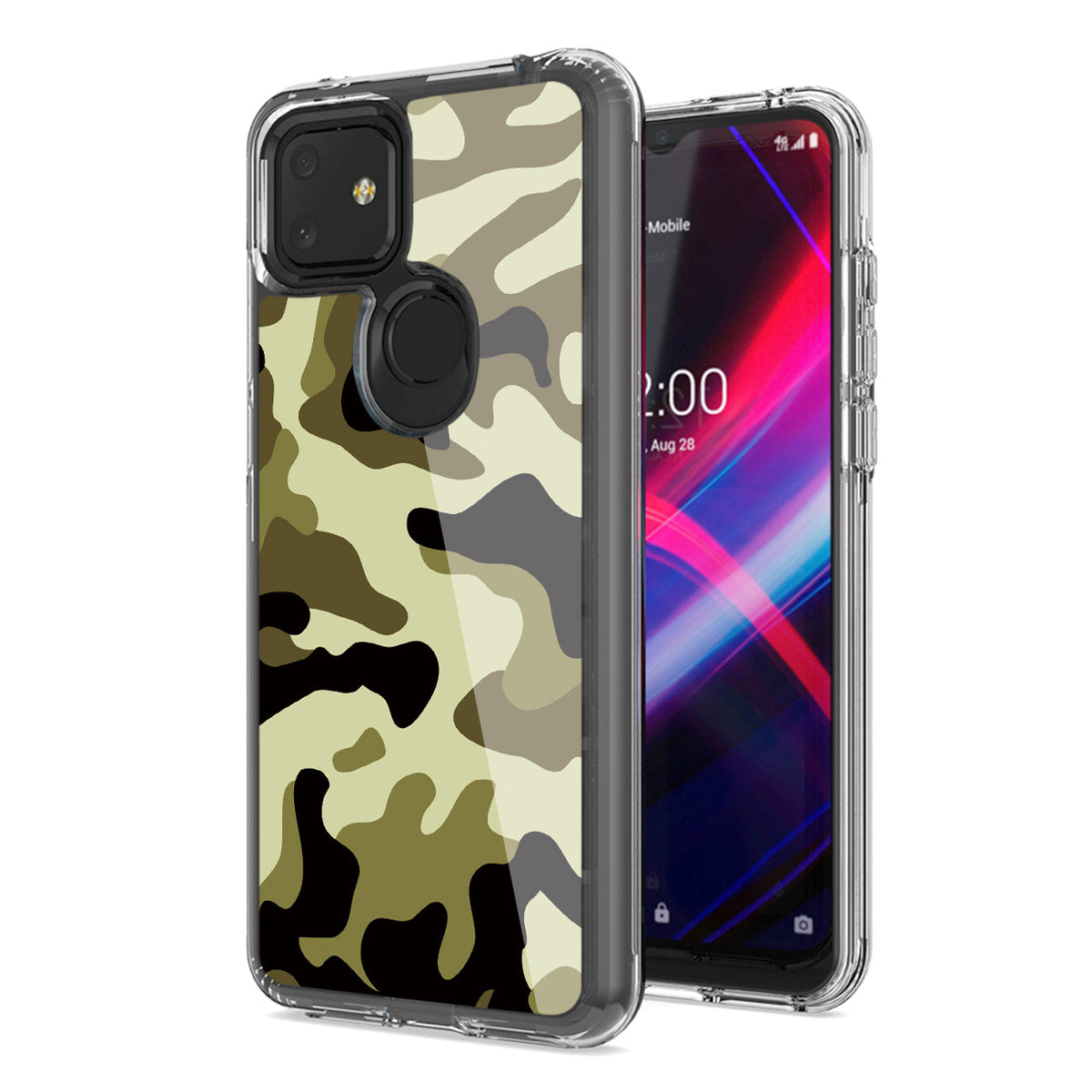 Camouflage Dual Layer Hybrid Hard Plastic and Soft TPU Rubber Case Cover for REVVL 4 PLUSE In Green - Heavy Duty & Reliable | CELL DEMAND Official