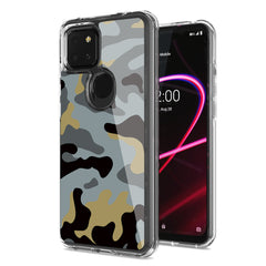 Camouflage Dual Layer Hybrid Hard Plastic and Soft TPU Rubber Case Cover for REVVL 5G In Blue - Premium & Reliable | CELL DEMAND Official