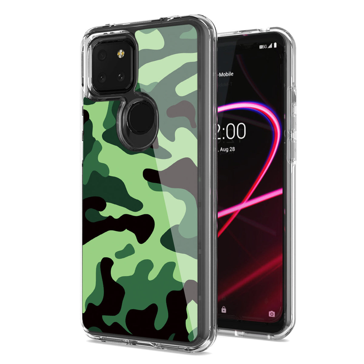 Camouflage Dual Layer Hybrid Hard Plastic and Soft TPU Rubber Case Cover for REVVL 5G In Mint Green - Premium & Reliable | CELL DEMAND Official