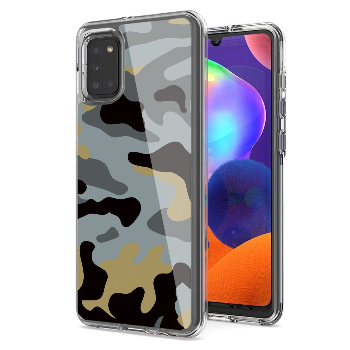Camouflage Dual Layer Hybrid Hard Plastic and Soft TPU Rubber Case Cover for  SAMSUNG GALAXY A31 In Blue - Ultra-Slim & Reliable | CELL DEMAND Official