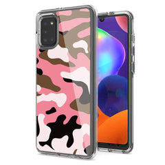 Camouflage Dual Layer Hybrid Hard Plastic and Soft TPU Rubber Case Cover for  SAMSUNG GALAXY A31 In Pink - Ultra-Slim & Reliable | CELL DEMAND Official