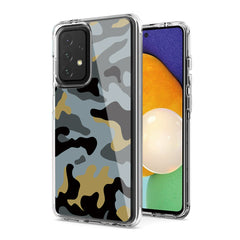 Camouflage Dual Layer Hybrid Hard Plastic and Soft TPU Rubber Case Cover for  SAMSUNG GALAXY A52 5G In Blue - Heavy Duty & Reliable | CELL DEMAND Official