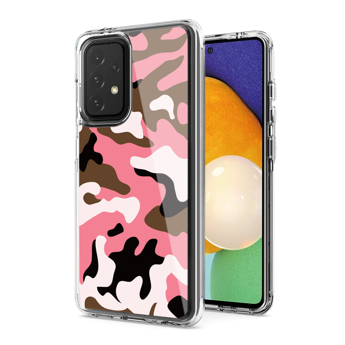 Camouflage Dual Layer Hybrid Hard Plastic and Soft TPU Rubber Case Cover for  SAMSUNG GALAXY A52 5G In Pink - Durable & Reliable | CELL DEMAND Official