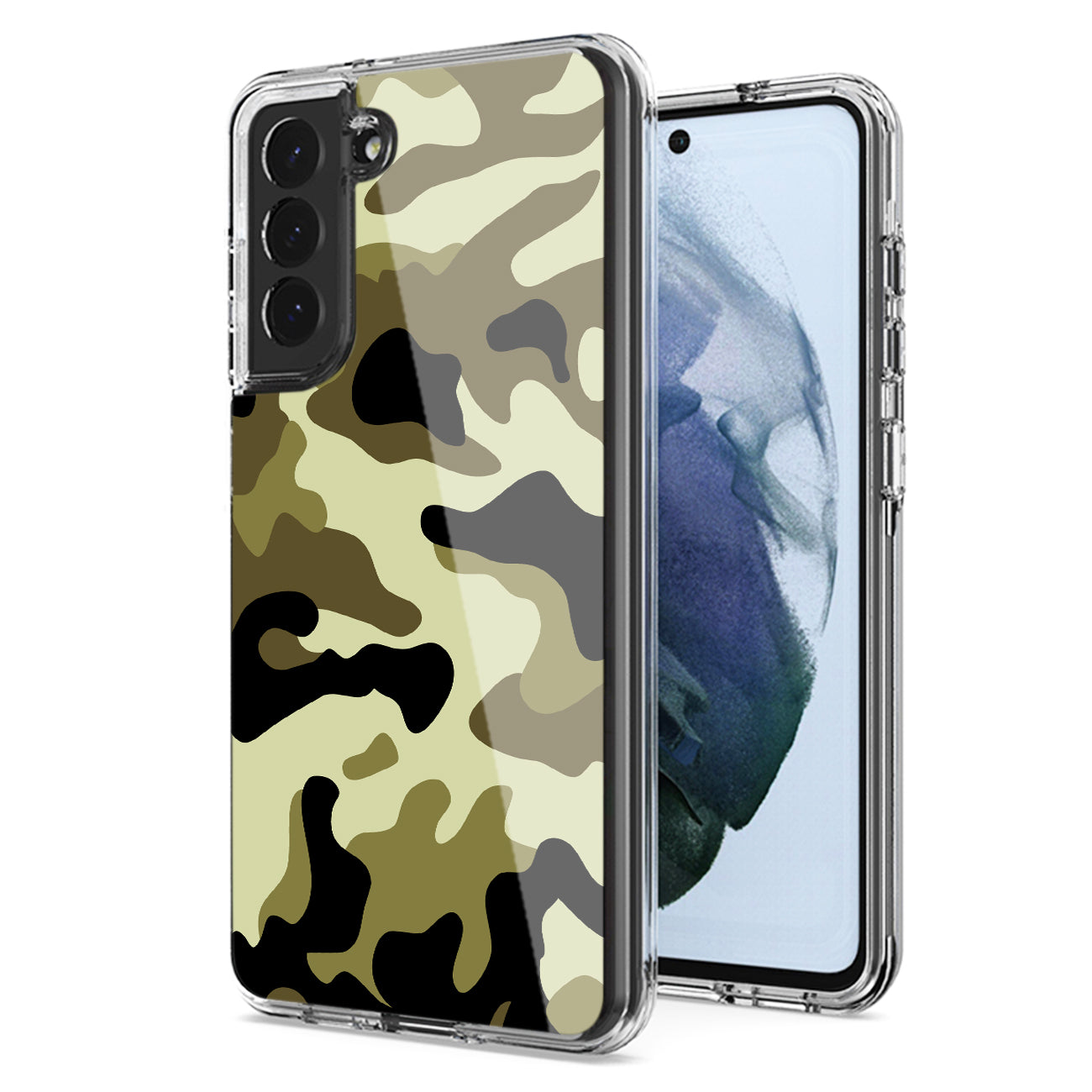 Camouflage Dual Layer Hybrid Hard Plastic and Soft TPU Rubber Case Cover for  SAMSUNG GALAXY S21 FE In Green - Durable & Reliable | CELL DEMAND Official
