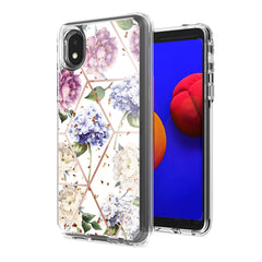 Flower Design Pattern Printing Dual Layer Hybrid Hard Plastic and Soft TPU Rubber Case Cover for SAMSUNG GALAXY S21 FE In Light Purple Base Flower - Premium & Reliable | CELL DEMAND Official