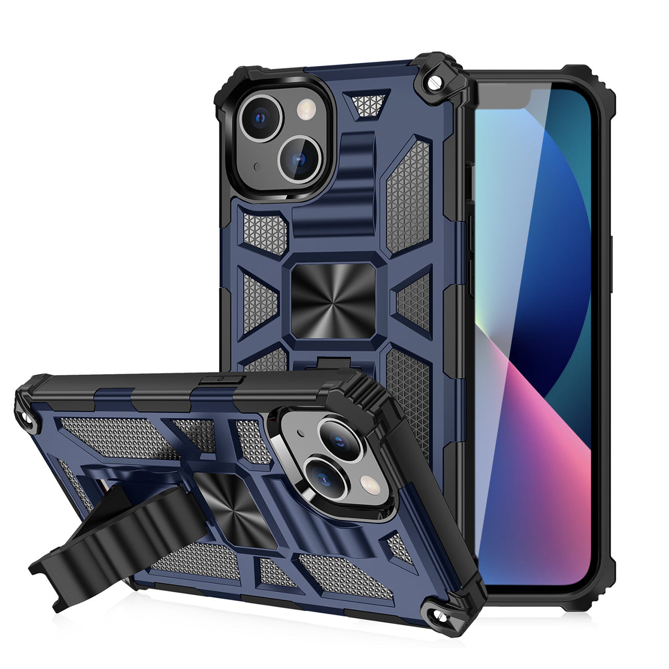 IPHONE 13  Compatible Built-in Kickstand TPU Case with Magnetic Mount for APPLE IPHONE 13 in Blue - Crystal Clear Protection by CELL DEMAND