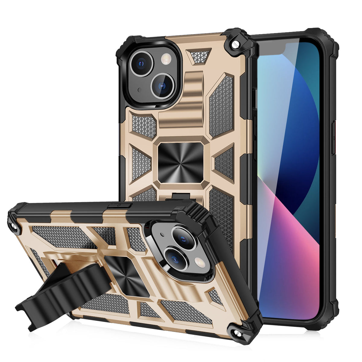 IPHONE 13  Compatible Built-in Kickstand TPU Case with Magnetic Mount for APPLE IPHONE 13 in Gold - Premium Protection by CELL DEMAND