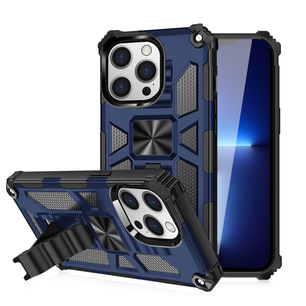 IPHONE 13 PRO Compatible Built-in Kickstand TPU Case with Magnetic Mount for APPLE IPHONE 13 PRO MAX in Blue - Shockproof Protection by CELL DEMAND