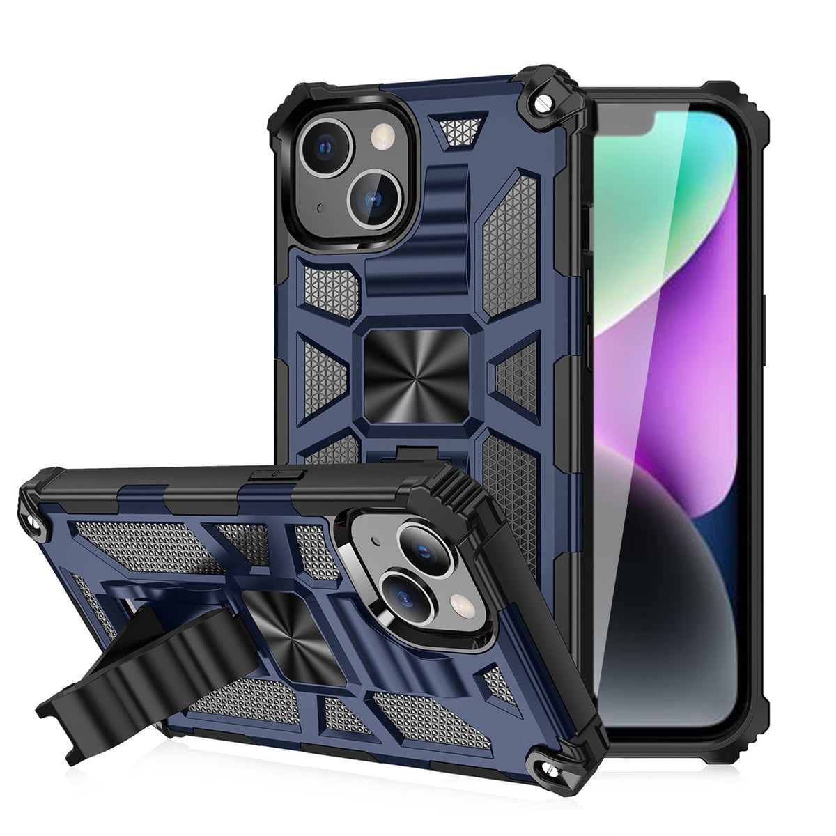 IPHONE 14  Compatible Built-in Kickstand TPU Case with Magnetic Mount for APPLE IPHONE 14 in Blue - Crystal Clear Protection by CELL DEMAND