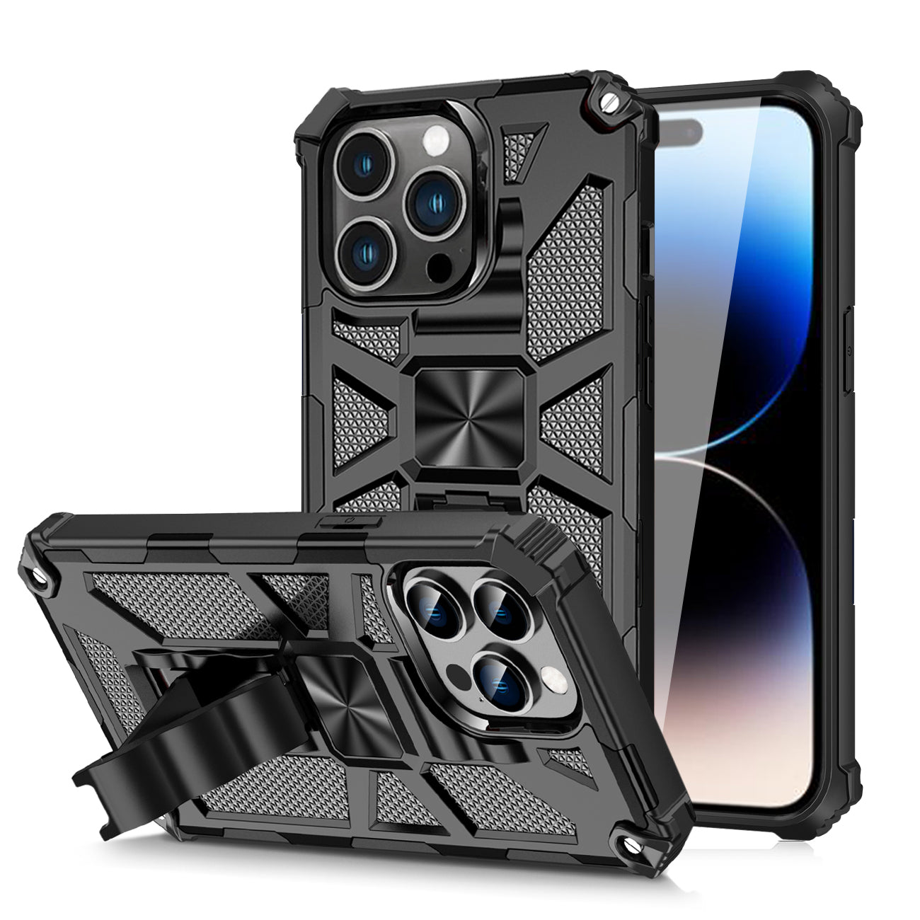 IPHONE 14 PRO Compatible Built-in Kickstand TPU Case with Magnetic Mount for APPLE IPHONE 14 PRO MAX in Black - Ultra-Slim Protection by CELL DEMAND