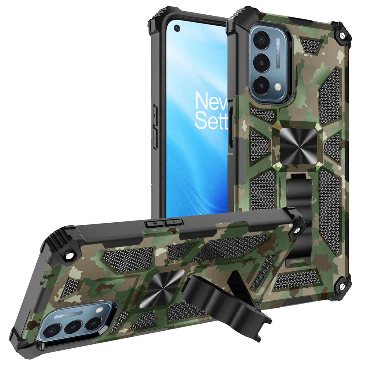 Built-in Kickstand TPU Case with Magnetic Mount for ONEPLUS NORD N200 5G in Camouflage - Crystal Clear & Reliable | CELL DEMAND Official