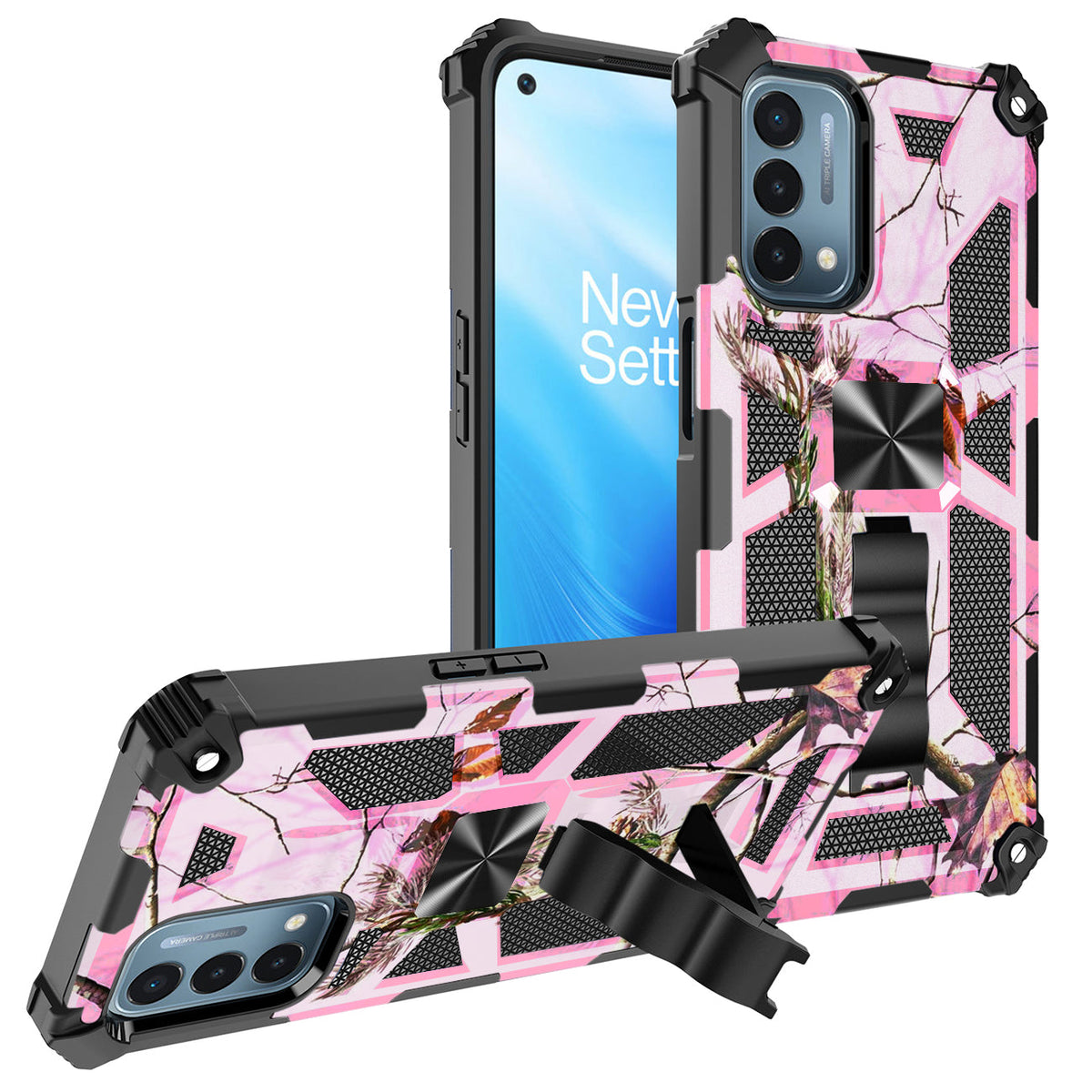 Built-in Kickstand TPU Case with Magnetic Mount for ONEPLUS NORD N200 5G in Tree leaf patterns - Shockproof & Reliable | CELL DEMAND Official