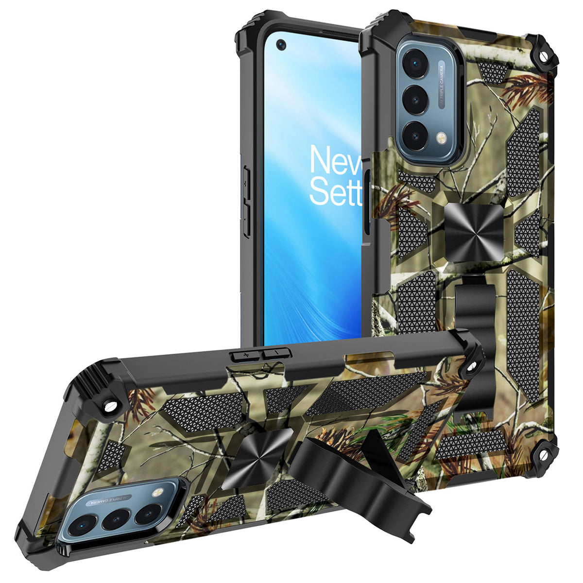 Built-in Kickstand TPU Case with Magnetic Mount for ONEPLUS NORD N200 5G in Tree leaf patterns - Ultra-Slim & Reliable | CELL DEMAND Official