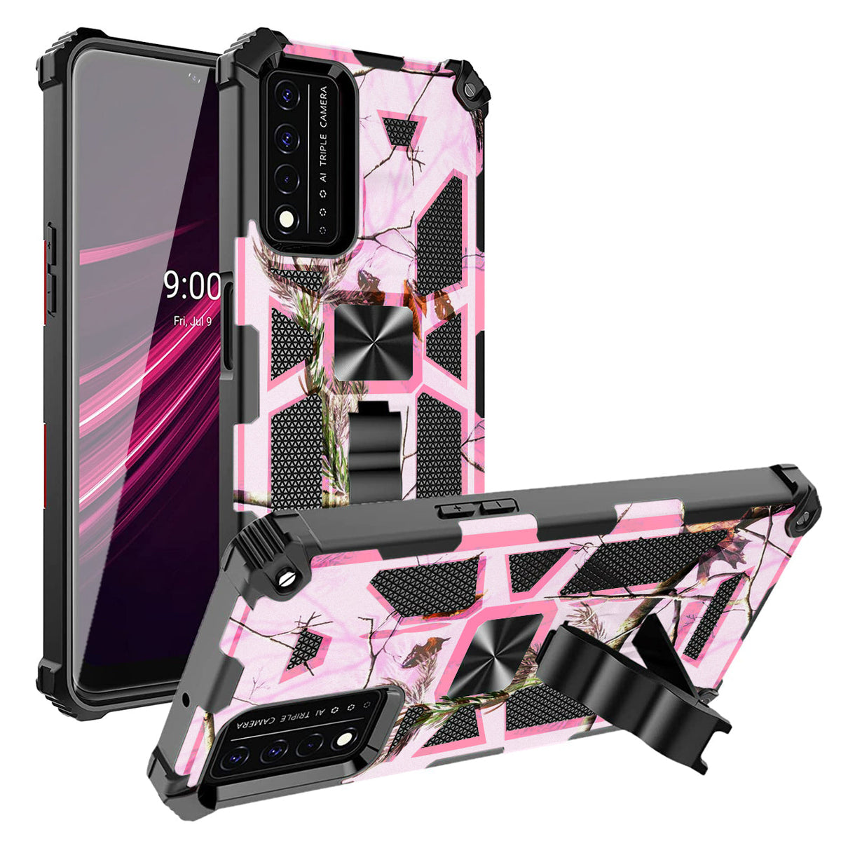 Built-in Kickstand TPU Case with Magnetic Mount for REVVL 5G in Tree leaf patterns - Premium & Reliable | CELL DEMAND Official