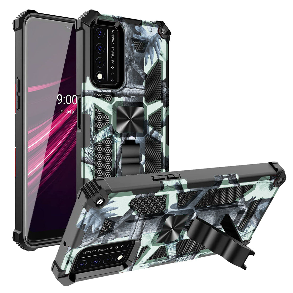 Built-in Kickstand TPU Case with Magnetic Mount for REVVL 5G in Tree leaf patterns - Durable & Reliable | CELL DEMAND Official