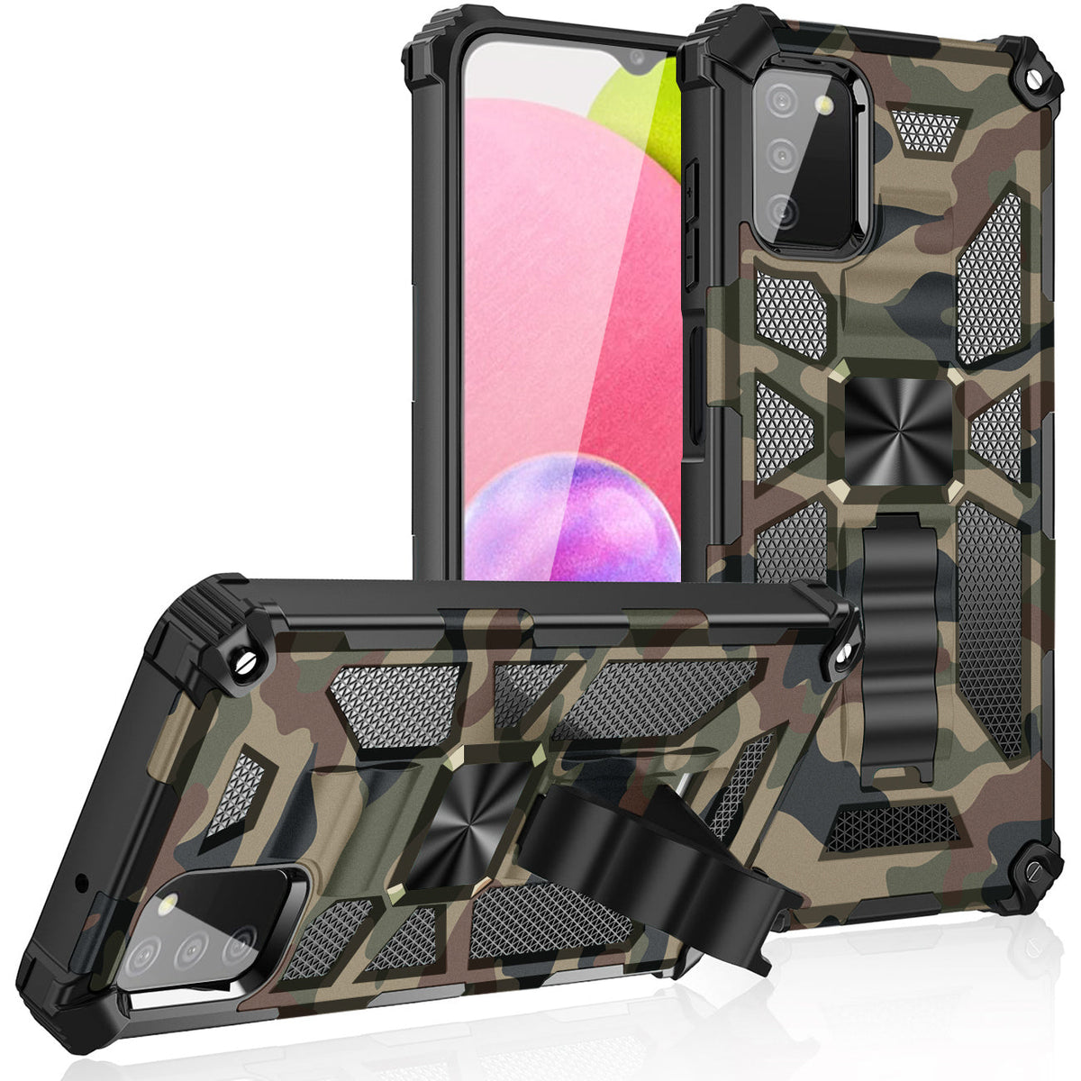 Built-in Kickstand TPU Case with Magnetic Mount for SAMSUNG GALAXY A02S in Camouflage - Ultra-Slim & Reliable | CELL DEMAND Official