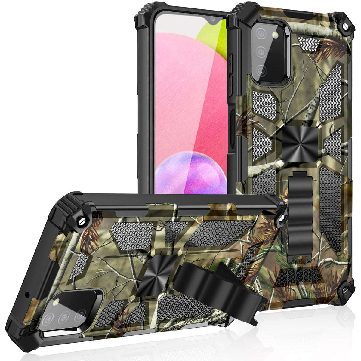 Built-in Kickstand TPU Case with Magnetic Mount for SAMSUNG GALAXY A02S in Tree leaf patterns - Heavy Duty & Reliable | CELL DEMAND Official