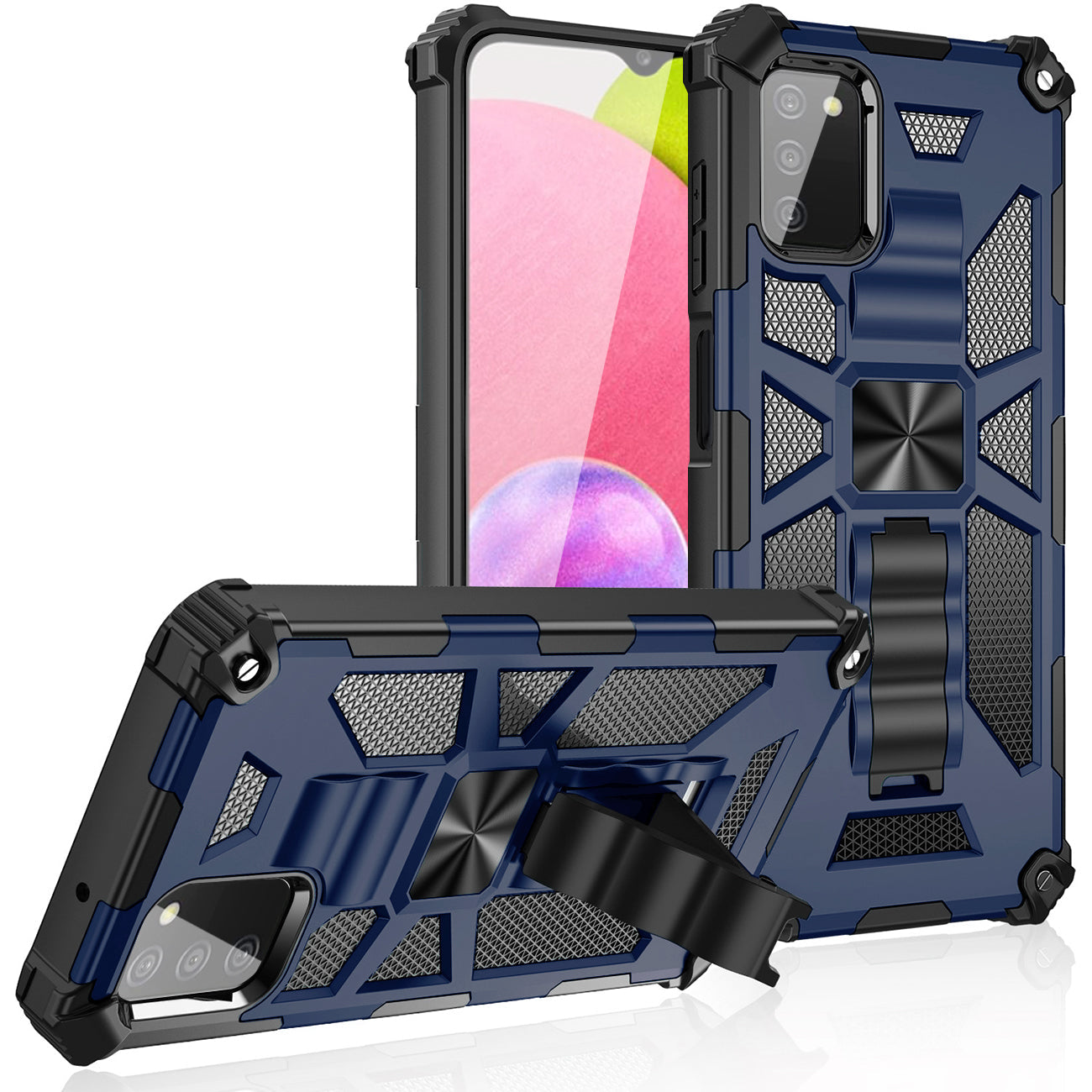 Built-in Kickstand TPU Case with Magnetic Mount for SAMSUNG GALAXY A02S in Blue - Crystal Clear & Reliable | CELL DEMAND Official