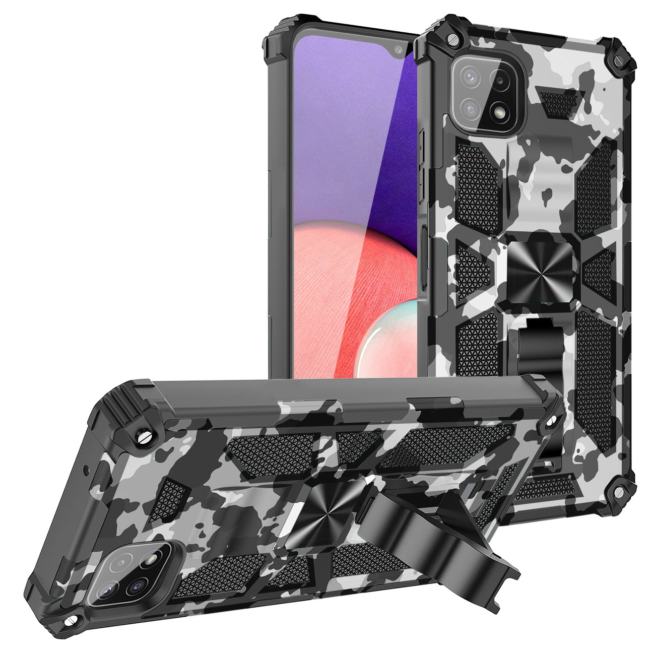 Built-in Kickstand TPU Case with Magnetic Mount for SAMSUNG GALAXY A22 5G in Camouflage - Premium & Reliable | CELL DEMAND Official