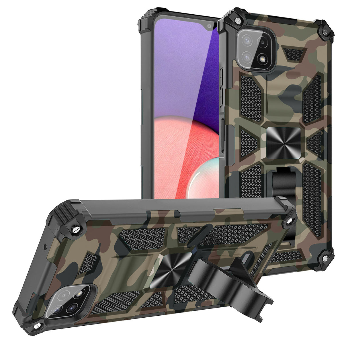 Built-in Kickstand TPU Case with Magnetic Mount for SAMSUNG GALAXY A22 5G in Camouflage - Premium & Reliable | CELL DEMAND Official