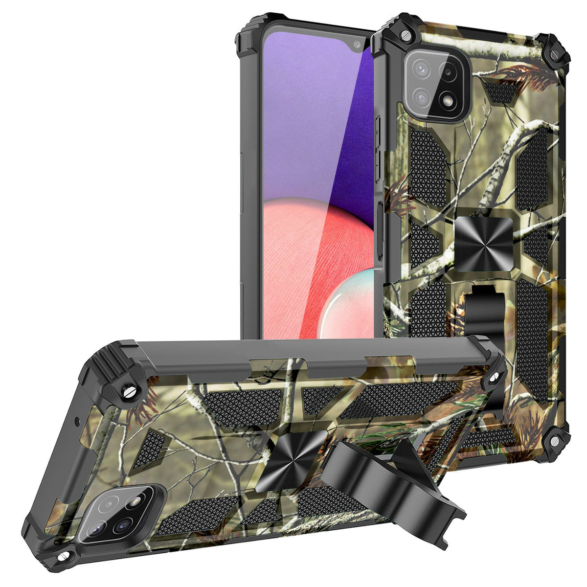 Built-in Kickstand TPU Case with Magnetic Mount for SAMSUNG GALAXY A22 5G in Tree leaf patterns - Heavy Duty & Reliable | CELL DEMAND Official