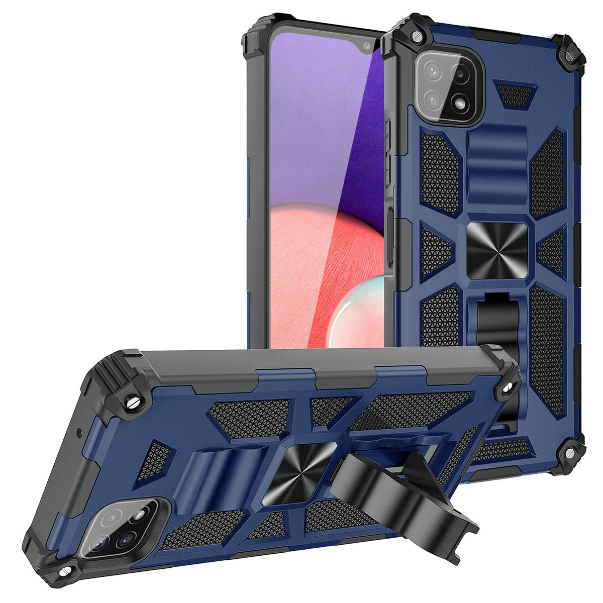 Built-in Kickstand TPU Case with Magnetic Mount for SAMSUNG GALAXY A22 5G in Blue - Heavy Duty & Reliable | CELL DEMAND Official