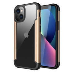 iPhone 13 Mini Compatible High Quality Clean PC,TPU and Metal Bumper Case For iPhone 13 Mini In Gold - Shockproof Protection by CELL DEMAND