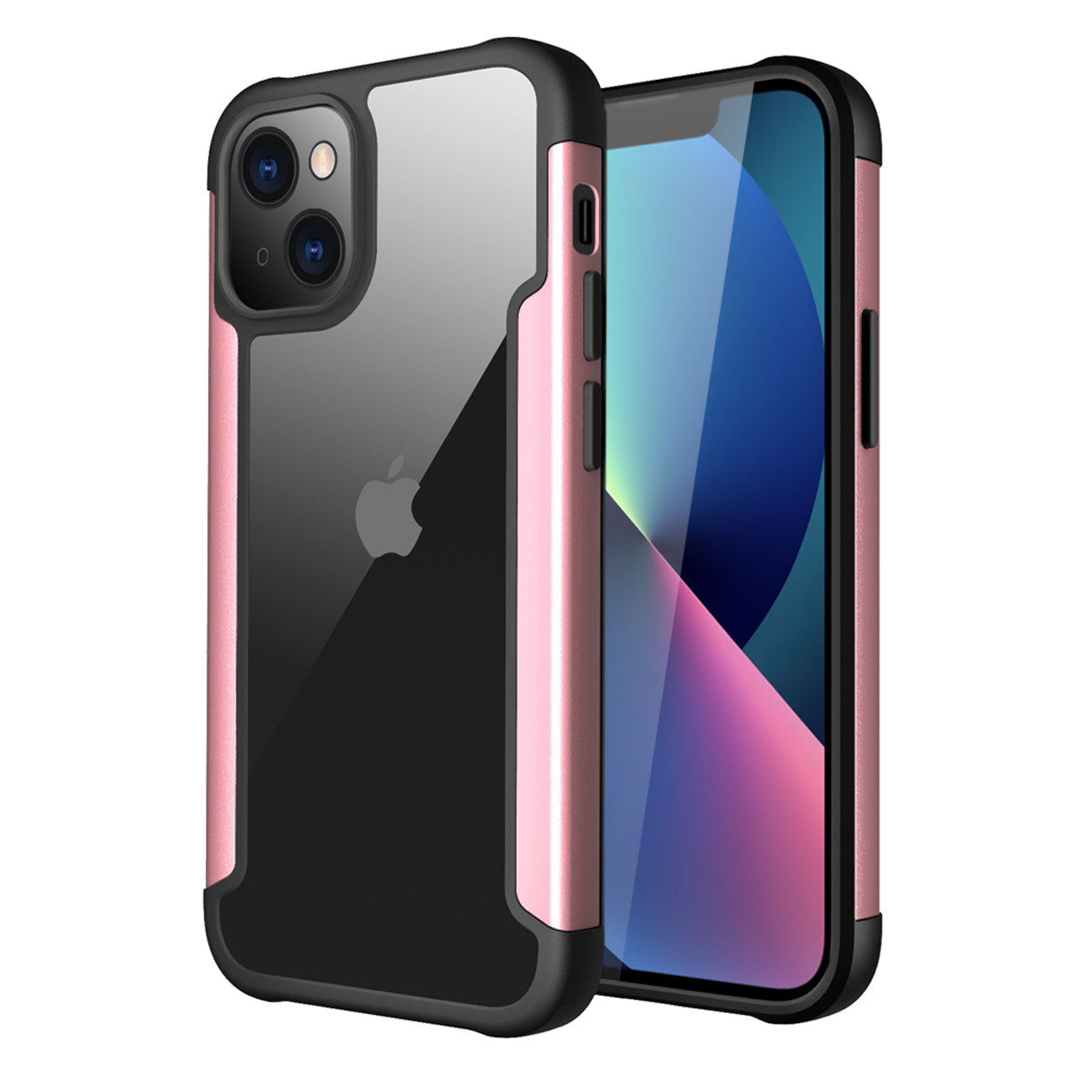 iPhone 13 Mini Compatible High Quality Clean PC,TPU and Metal Bumper Case For iPhone 13 Mini In Rose Gold - Premium Protection by CELL DEMAND