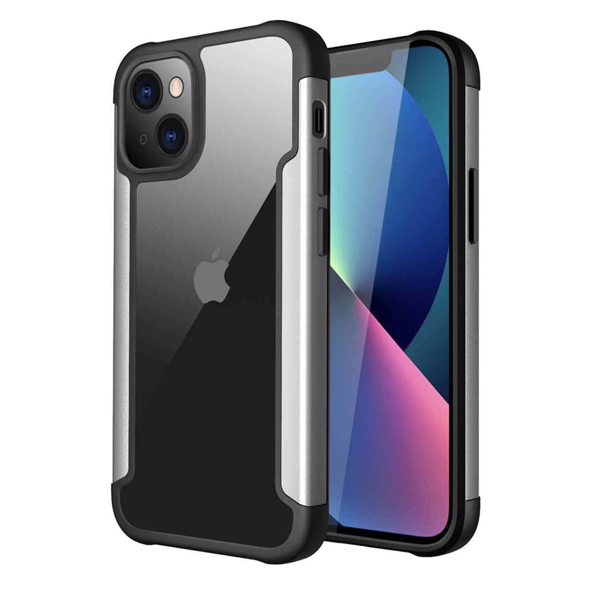 iPhone 13 Mini Compatible High Quality Clean PC,TPU and Metal Bumper Case For iPhone 13 Mini In Silver - Premium Protection by CELL DEMAND