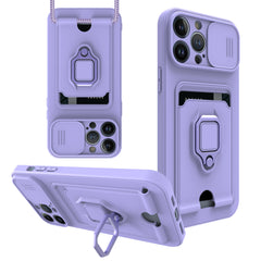 iPhone 12 Max Compatible High Quality iPhone 12 Max Case with Camera cover, Kickstand, Slide lens protection, Magnetic ring stand, Crossbody strap and Card holder In Purple - Premium Protection by CELL DEMAND