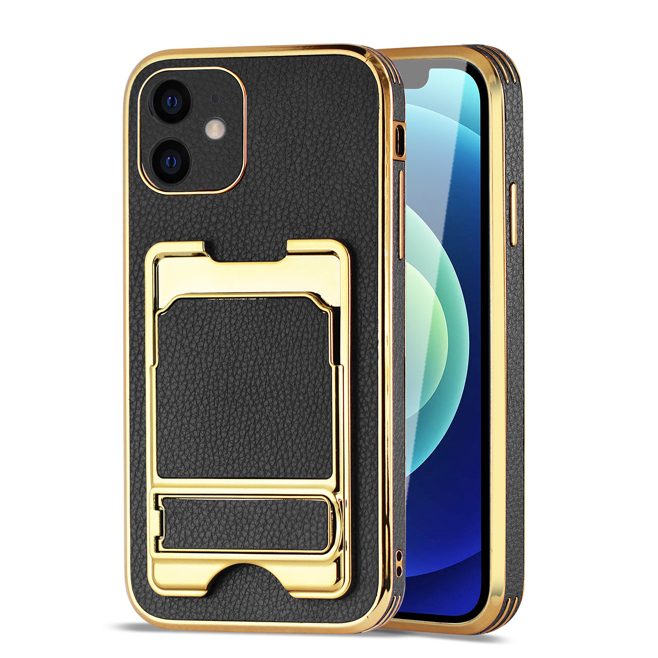 IPHONE 12 Leather Case with Card Holder In Black - Ultra-Slim & Reliable | CELL DEMAND Official