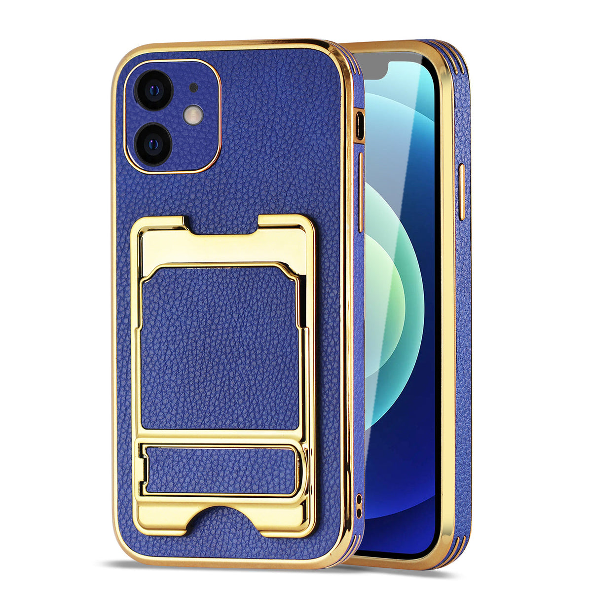 IPHONE 12 Leather Case with Card Holder In Blue - Ultra-Slim & Reliable | CELL DEMAND Official