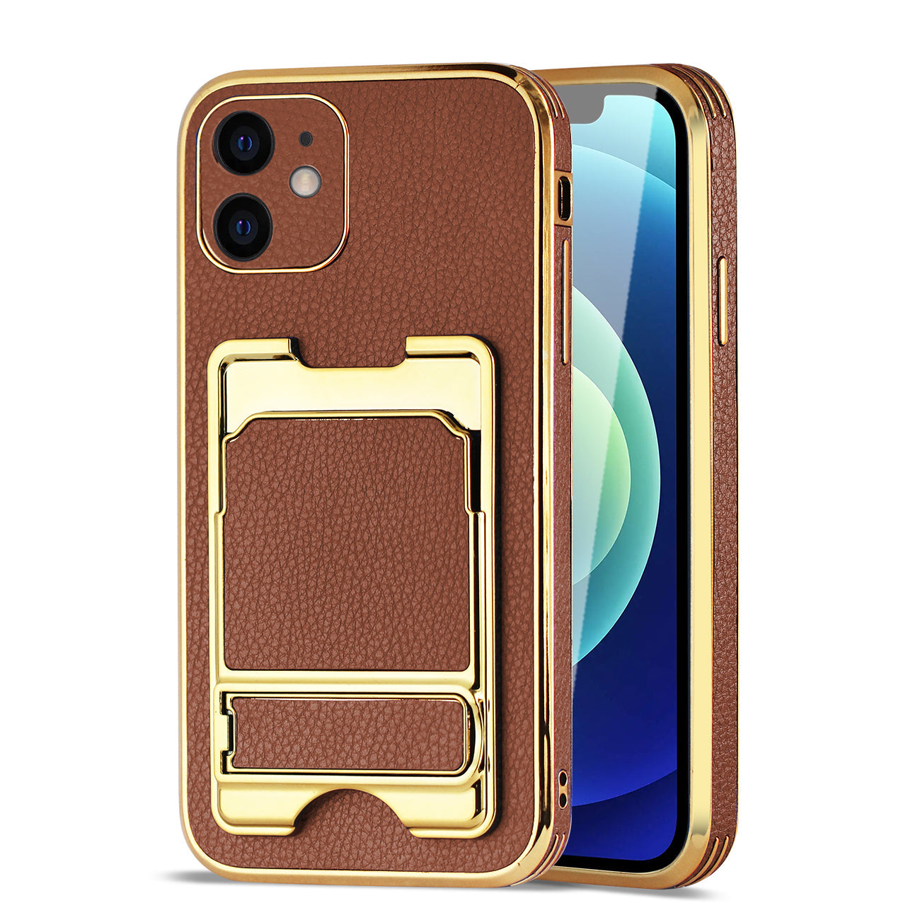 IPHONE 12 Leather Case with Card Holder In Brown - Durable & Reliable | CELL DEMAND Official