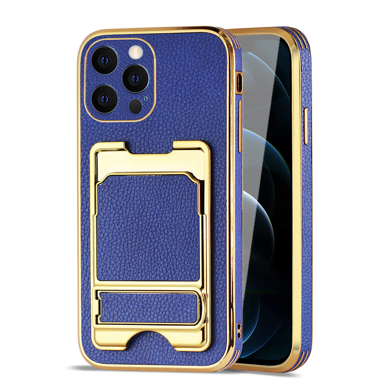 IPHONE 12 Pro Leather Case with Card Holder In Blue - Premium & Reliable | CELL DEMAND Official